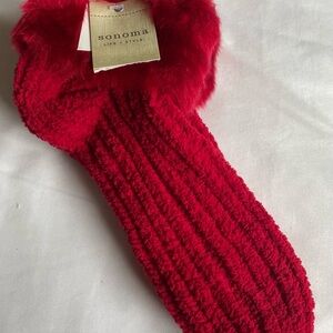 Sonoma Red Fuzzy Socks